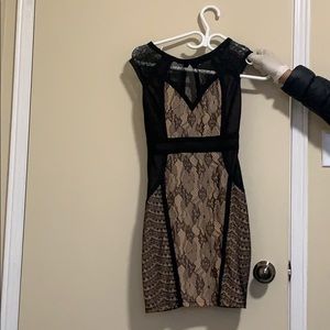 Black and gold mini dress